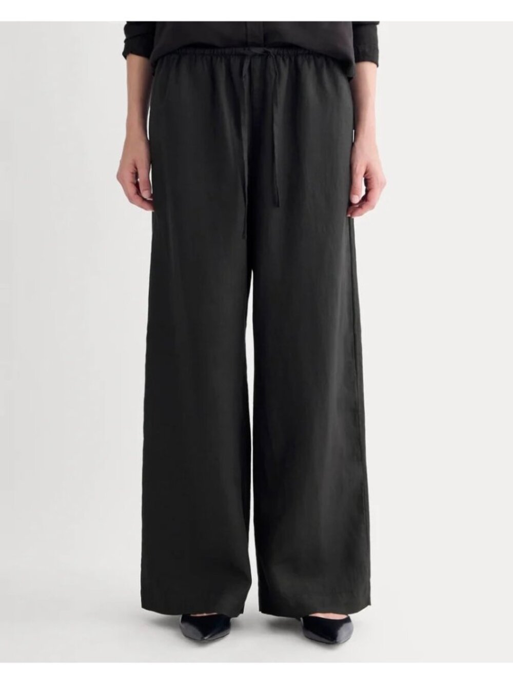 Everlane The Drawstring Pants in Linen in Black XXLarge New Womens Trousers